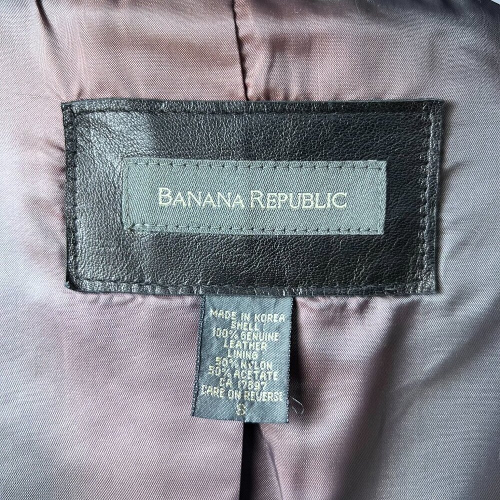 BANANA REPUBLIC Vintage Fall 99 Black 100% Buttery Leather‎ Mid-length Coat S - Picture 6 of 8